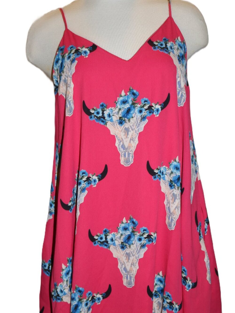 Peach Love California cow skull slip dress lined size small